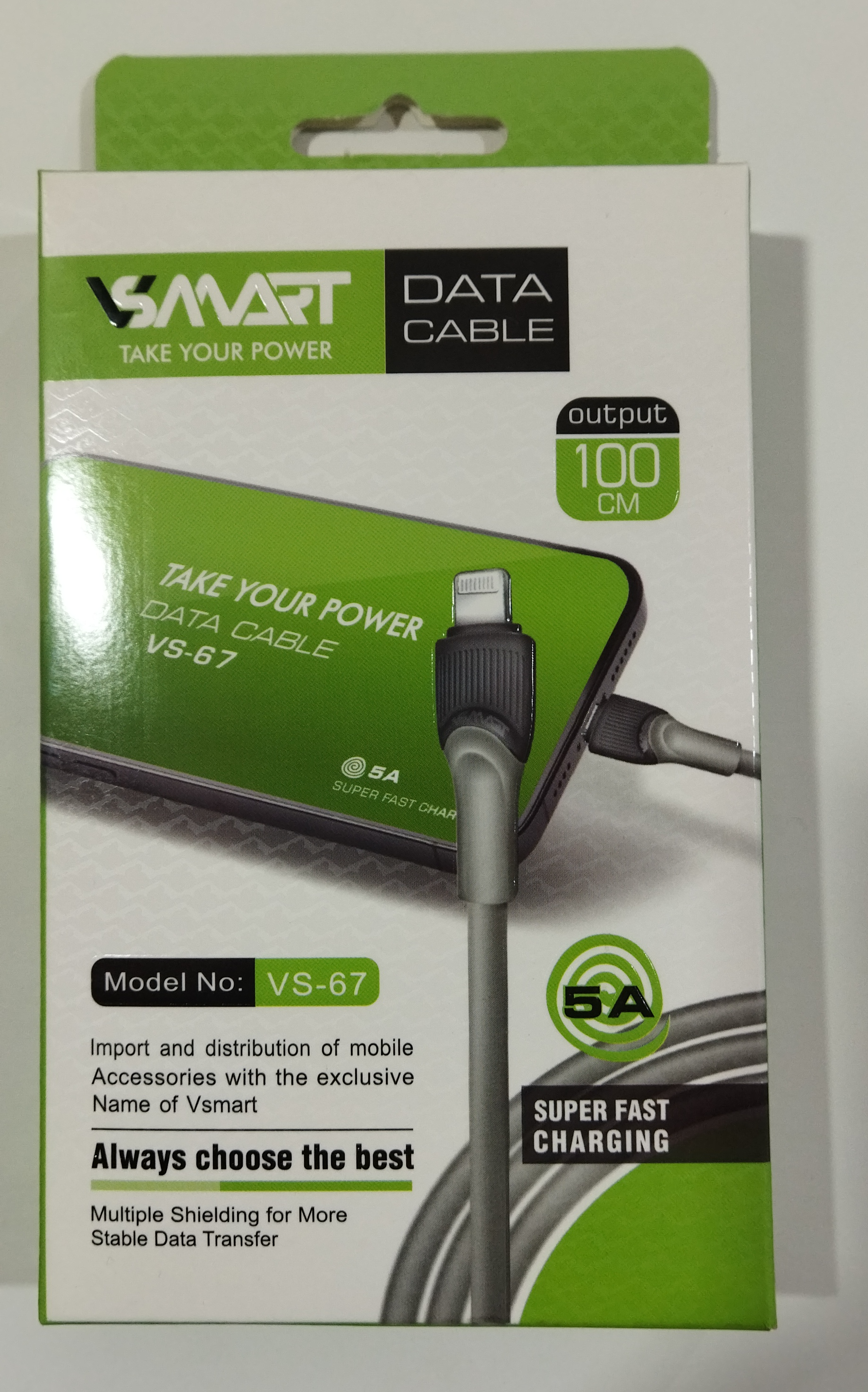 کابل لایتنینگ آیفون VSMARTیک متری 5 آمپر مدل VS-67
